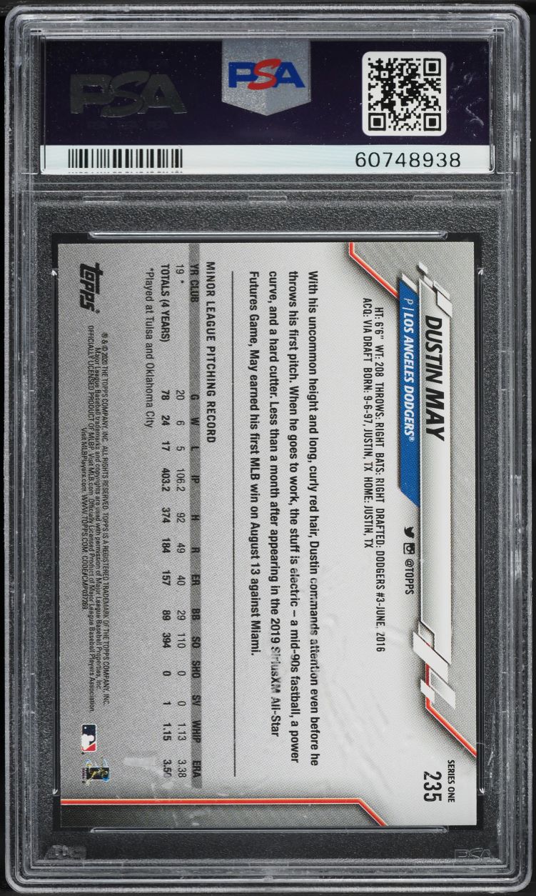 2020 Topps Pitching Dustin May ROOKIE #235 PSA 10 GEM MINT on