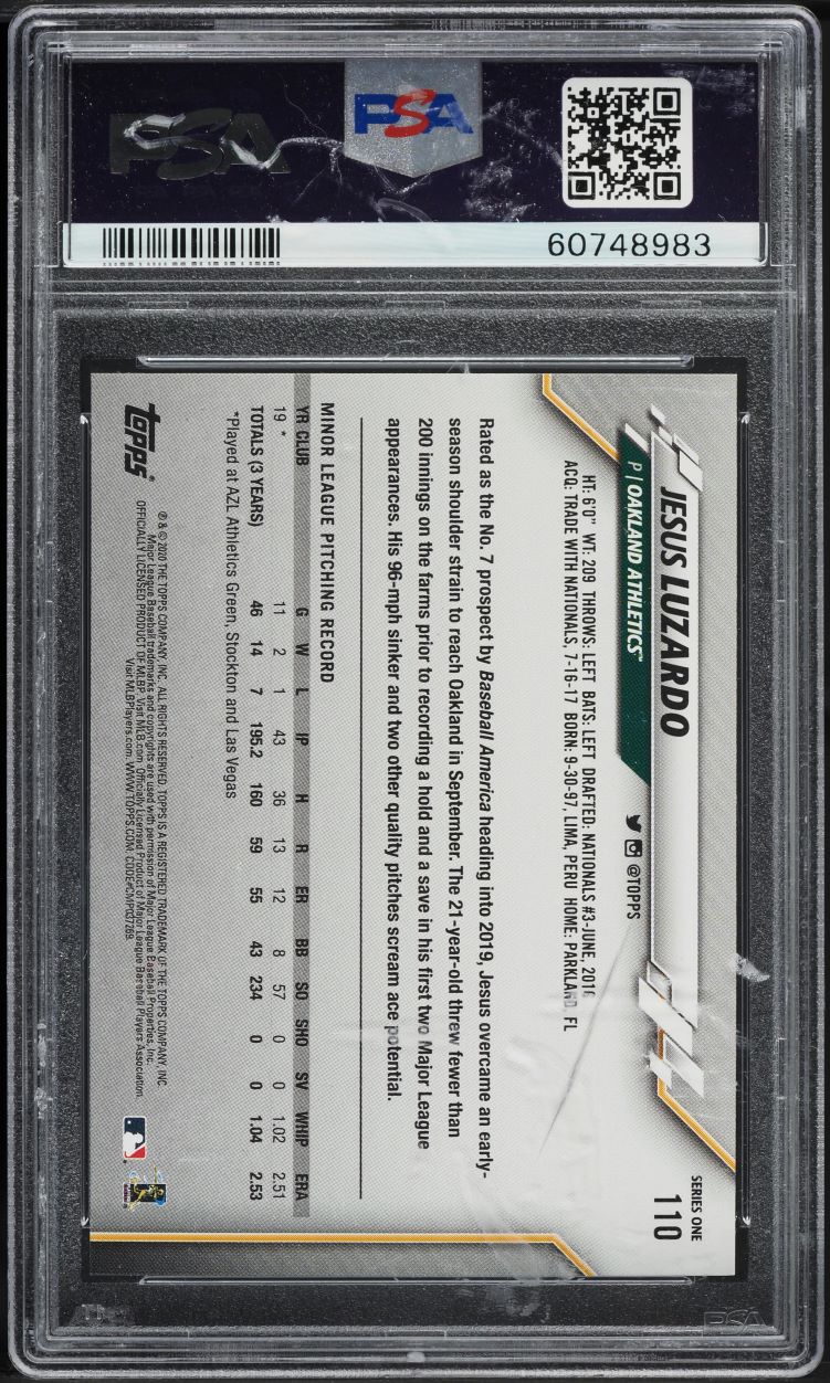 2020 Topps Jesus Luzardo ROOKIE #110 PSA 9 MINT