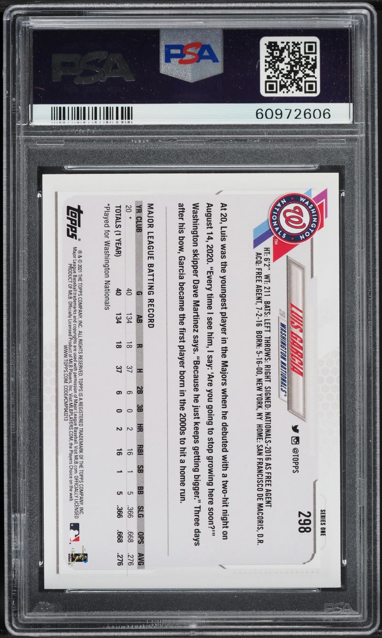 2021 Topps Luis Garcia ROOKIE #298 PSA 10 GEM MINT