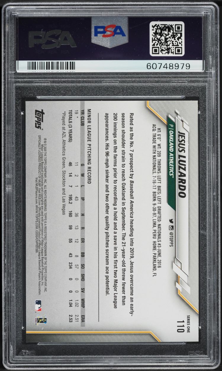 2020 Topps Jesus Luzardo ROOKIE #110 PSA 9 MINT