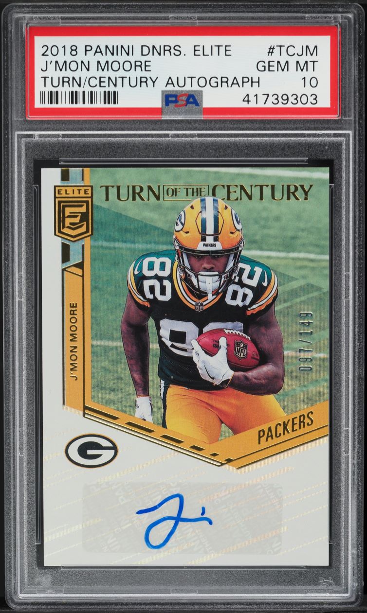 2018 Donruss Elite Turn Of The Century J'Mon Moore ROOKIE AUTO /149 PSA 10 GEM