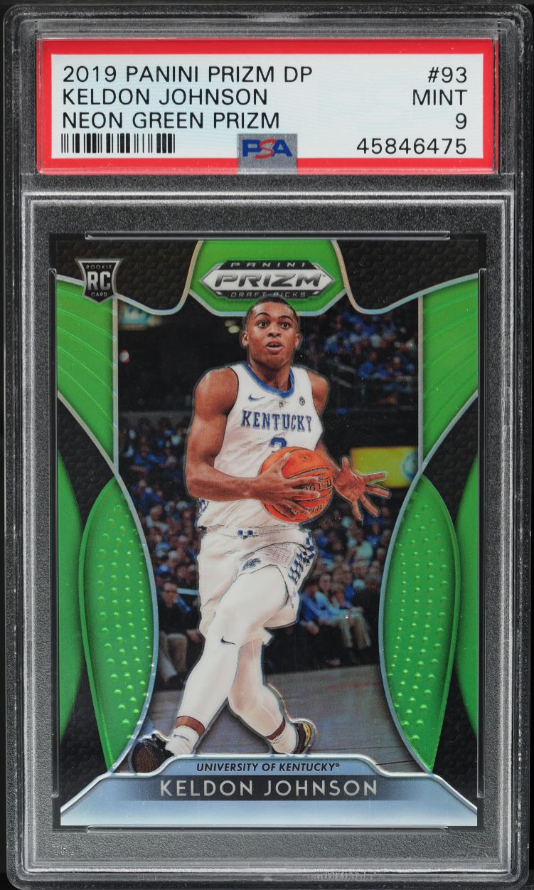 2019 Panini Prizm Draft Neon Green Keldon Johnson ROOKIE /125 #93 PSA 9 MINT