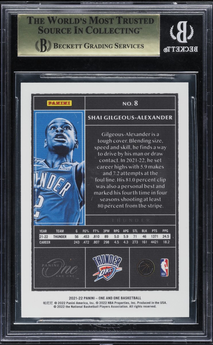2021 Panini One & One Green Shai Gilgeous-Alexander /5 #8 BGS 9.5 GEM MINT