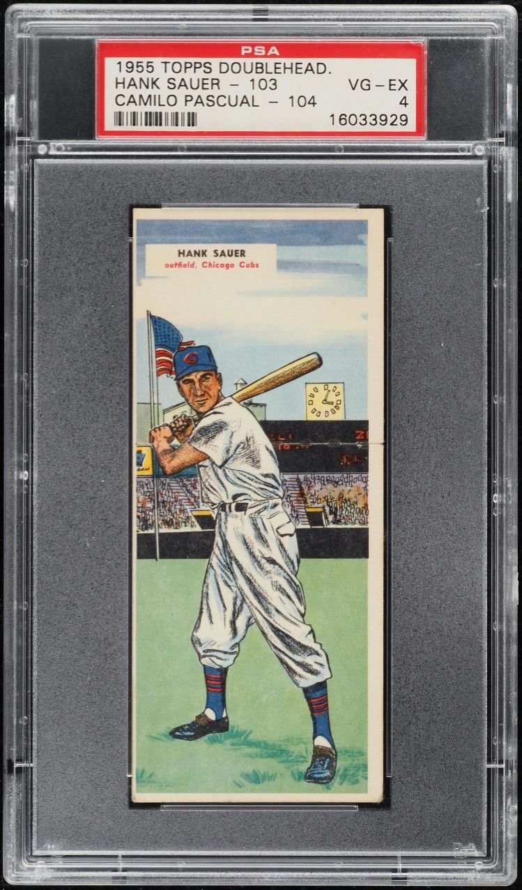 1955 Topps Doubleheaders Hank Sauer & Camilo Pascual #103/104 PSA 4 VGEX