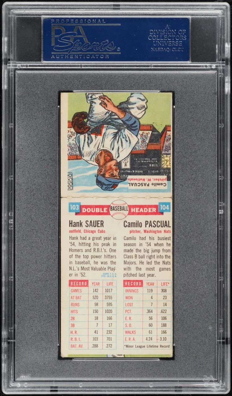 1955 Topps Doubleheaders Hank Sauer & Camilo Pascual #103/104 PSA 4 VGEX