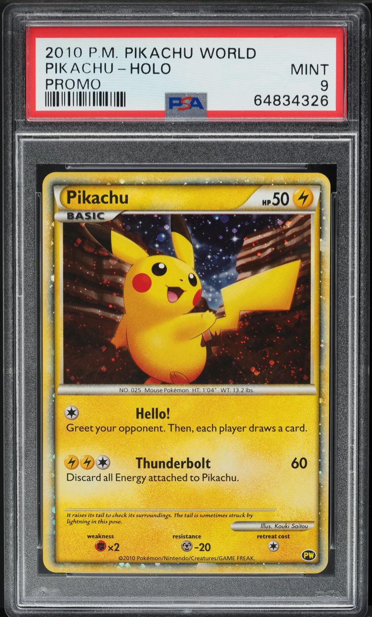 2010 Pokemon Pikachu World Promo Holo Pikachu PSA 9 MINT