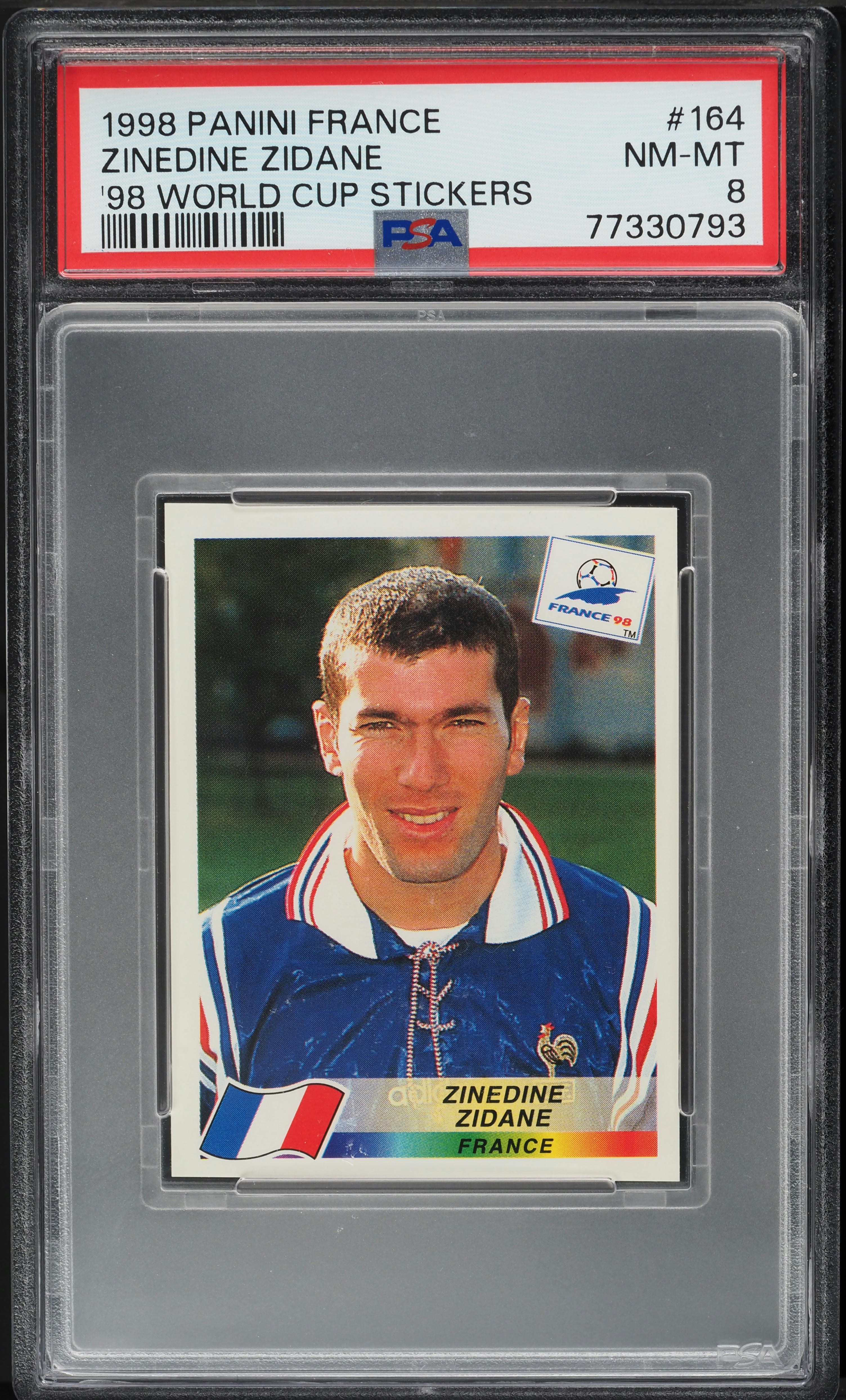 1998 Panini France '98 World Cup Zinedine Zidane #164 PSA 8 NM-MT