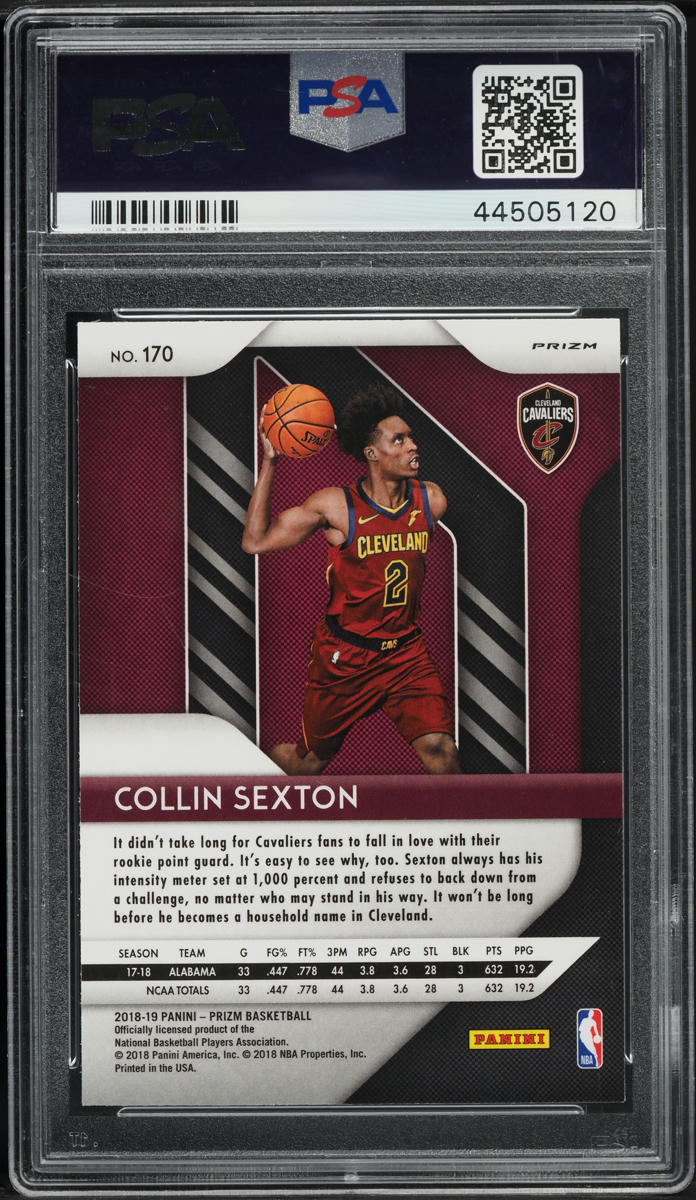2018 Panini Prizm Silver Collin Sexton ROOKIE #170 PSA 10 GEM MINT