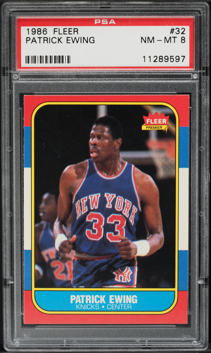 1986 Fleer Basketball Patrick Ewing ROOKIE #32 PSA 8 NM-MT