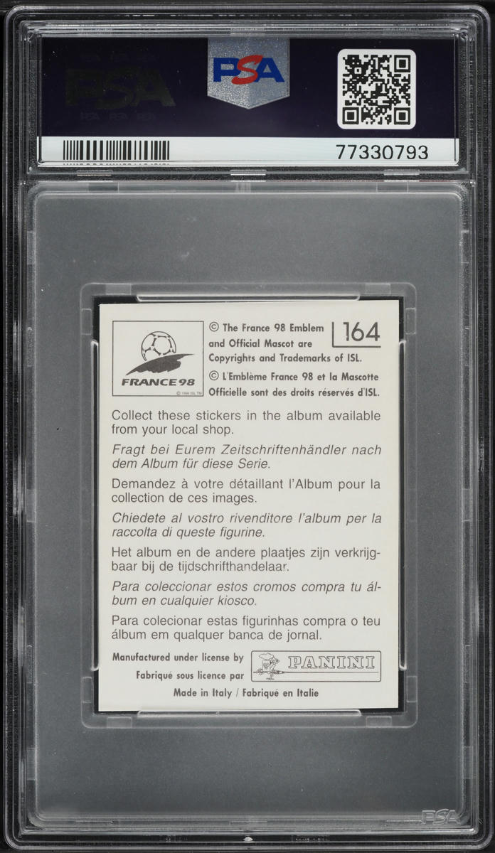 1998 Panini France '98 World Cup Zinedine Zidane #164 PSA 8 NM-MT