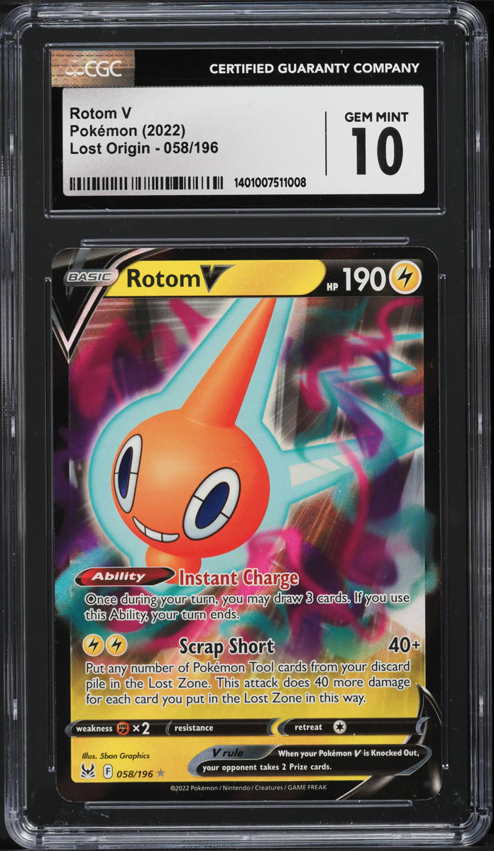 FA/ROTOM V ポケモンカード GEM MINT 10 #104 2022 Pokemon Japanese SWSH Lost Abyss Full Art Rotom V #104 CGC 10