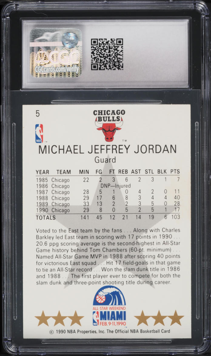 1990 Hoops Michael Jordan ALL-STAR #5 CGC 7 NRMT