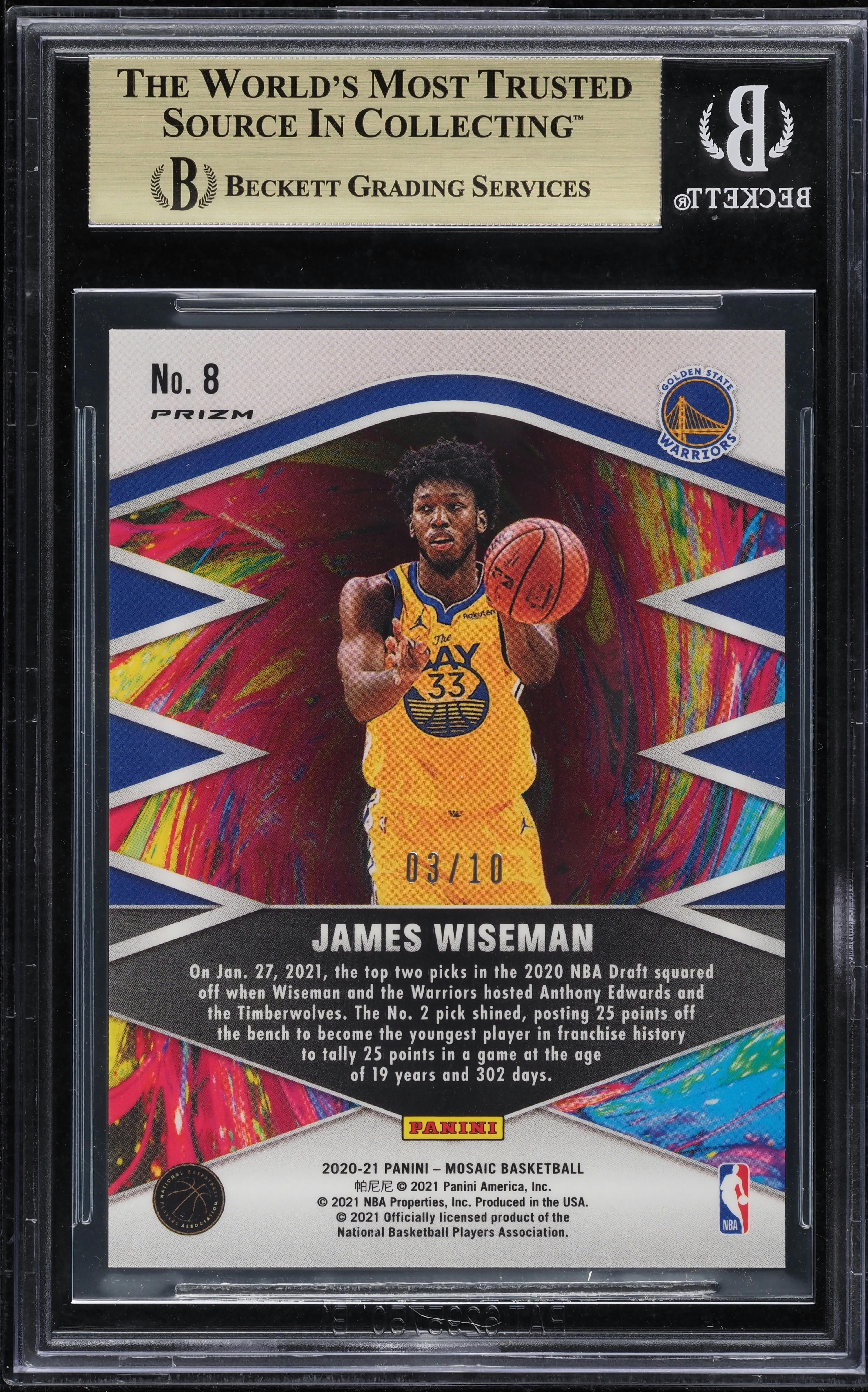 2020 Panini Mosaic Introductions Gold James Wiseman ROOKIE /10 #8