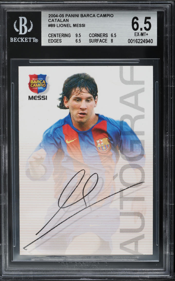 2004 Panini Sports Mega Cracks Barca Campio Catalan Lionel Messi RC #89 BGS 6.5