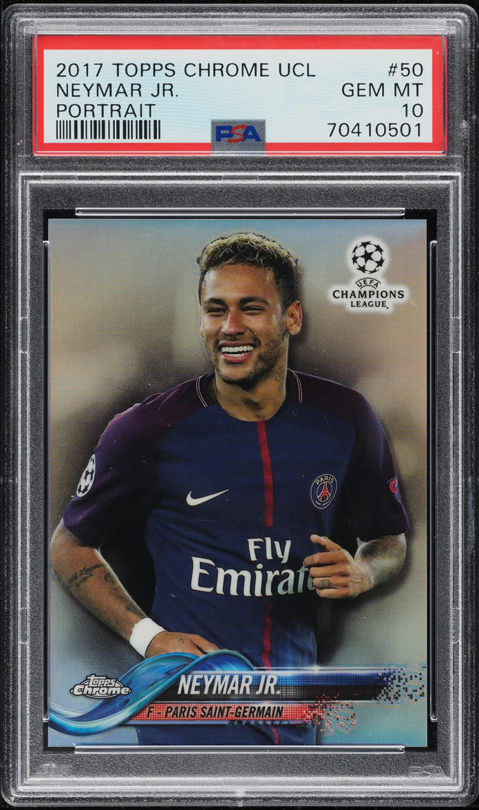 2017 Topps Chrome UEFA Champions League Portrait Refractor Neymar Jr. #50 PSA 10