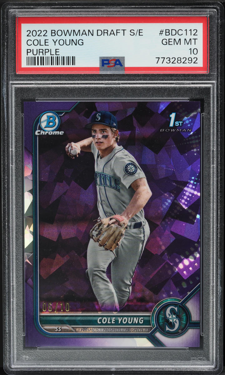 2022 Bowman Chrome Sapphire Purple Cole Young ROOKIE /10 #BDC-112 PSA 10 GEM