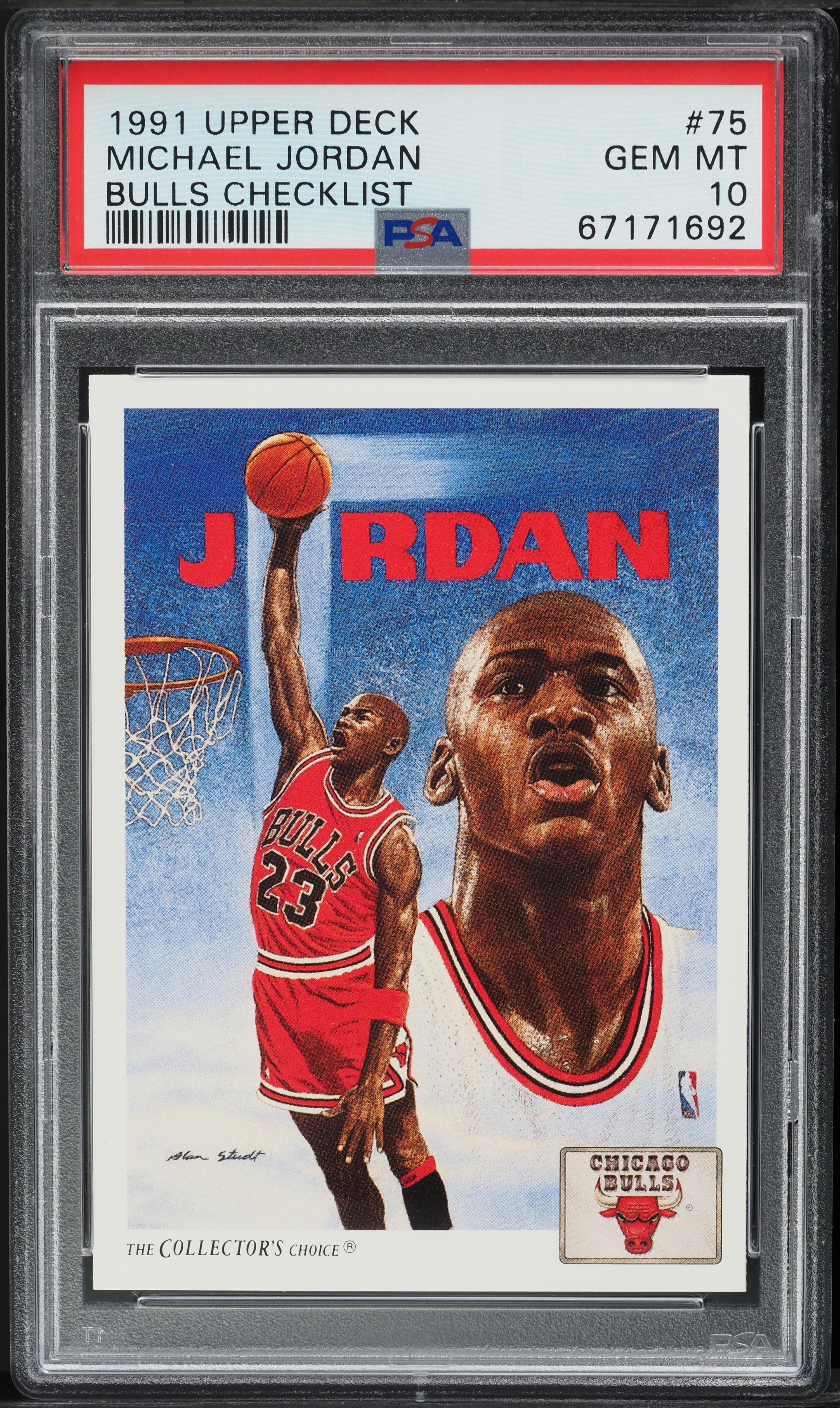 1991 Upper Deck Bulls Checklist Michael Jordan #75 PSA 10 GEM MINT 