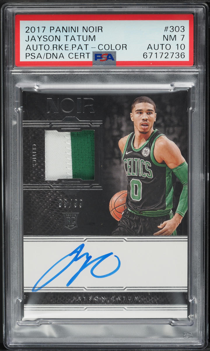2017 Panini Noir Color Jayson Tatum ROOKIE PATCH AUTO DNA 10 /99 #303 PSA 7 NRMT
