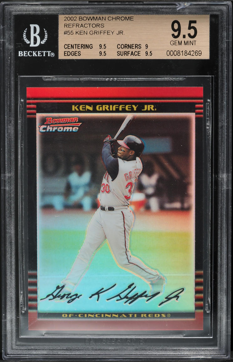 2002 Bowman Chrome Refractor Ken Griffey Jr. /500 #55 BGS 9.5 GEM MINT