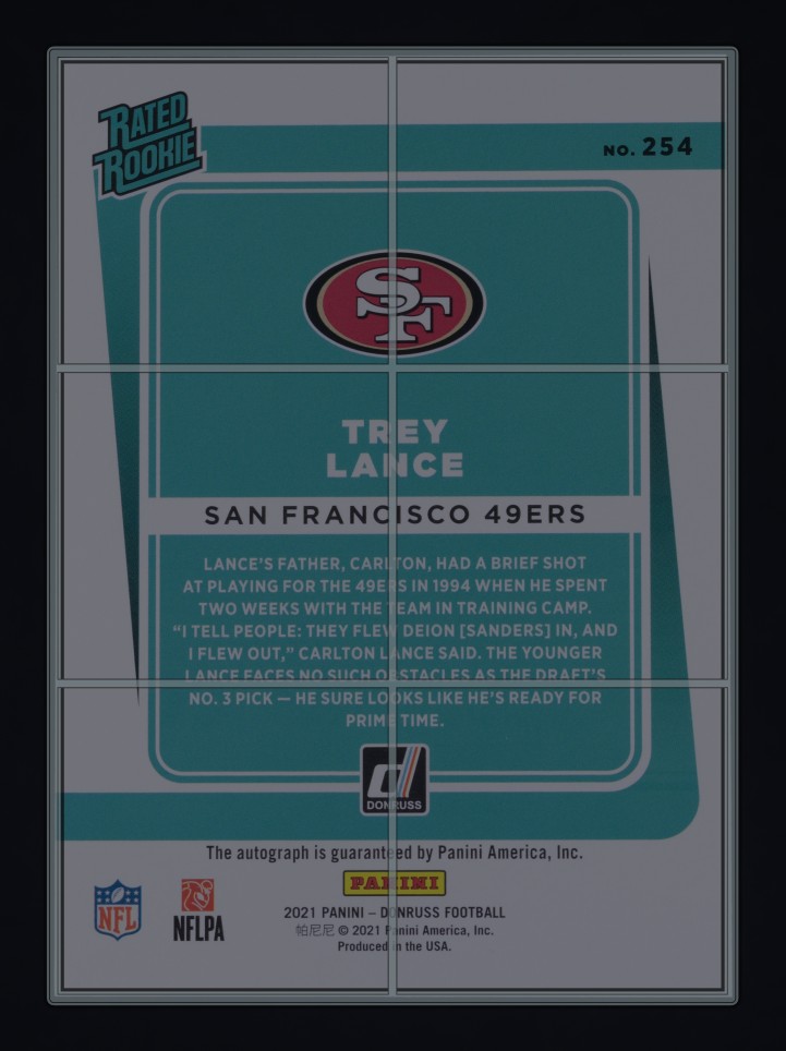 2021 Donruss Orange Trey Lance ROOKIE AUTO #254 MBA AUTH