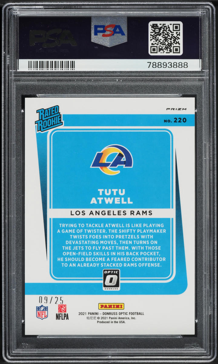 2021 Donruss Optic Black Pandora Tutu Atwell ROOKIE /25 #220 PSA 10 GEM MINT