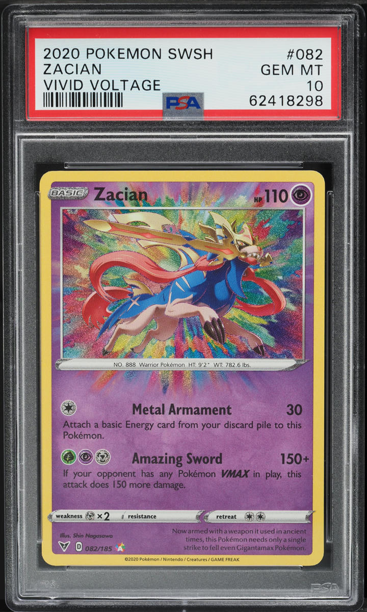 2020 Pokemon Sword & Shield Vivid Voltage Amazing Rare Zacian #82