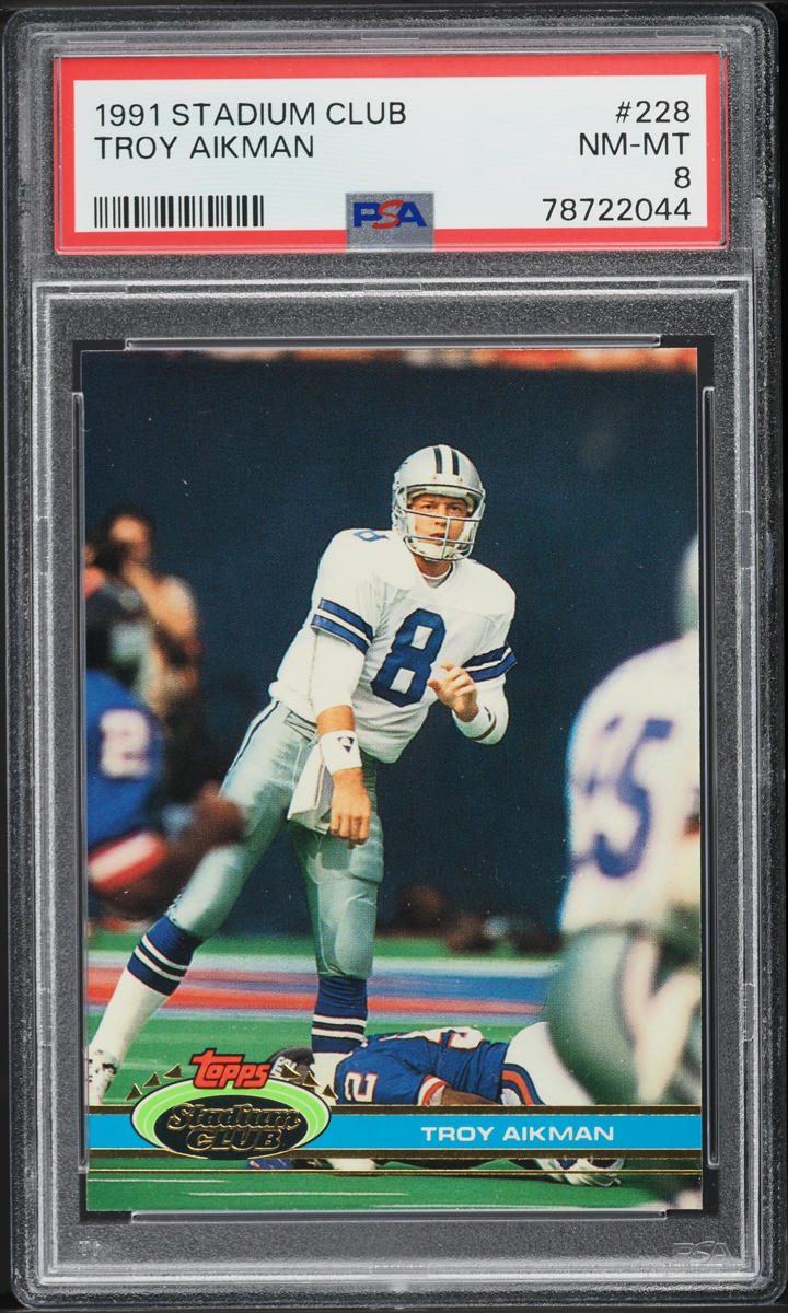 1991 Stadium Club Football Troy Aikman #228 PSA 8 NM-MT
