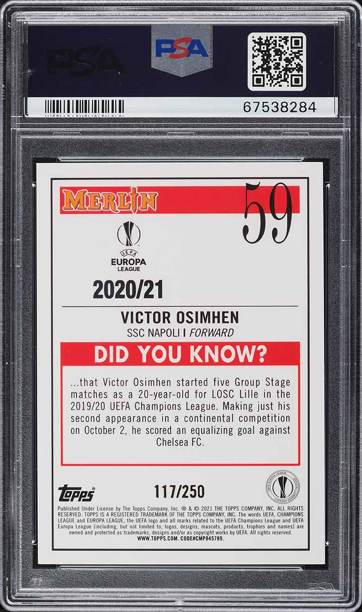 2020 Topps Merlin Chrome UEFA Atomic Refractor Victor Osimhen