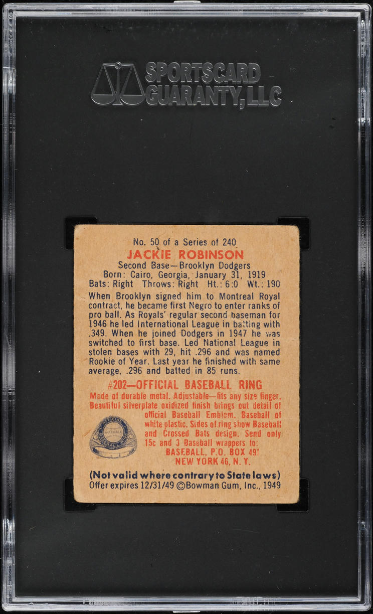 1949 Bowman Jackie Robinson ROOKIE #50 SGC 2 GD