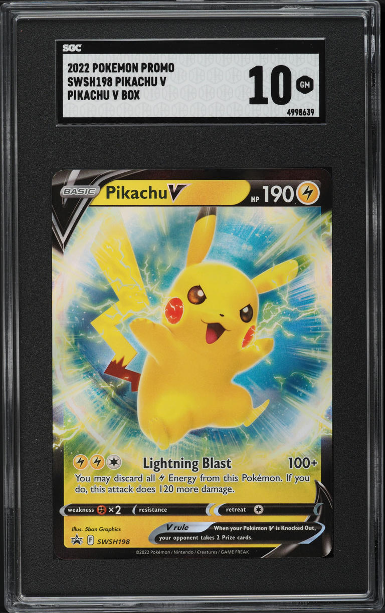 2022 Pokemon Sword & Shield Promo Pikachu V #SWSH198 SGC 10 GEM