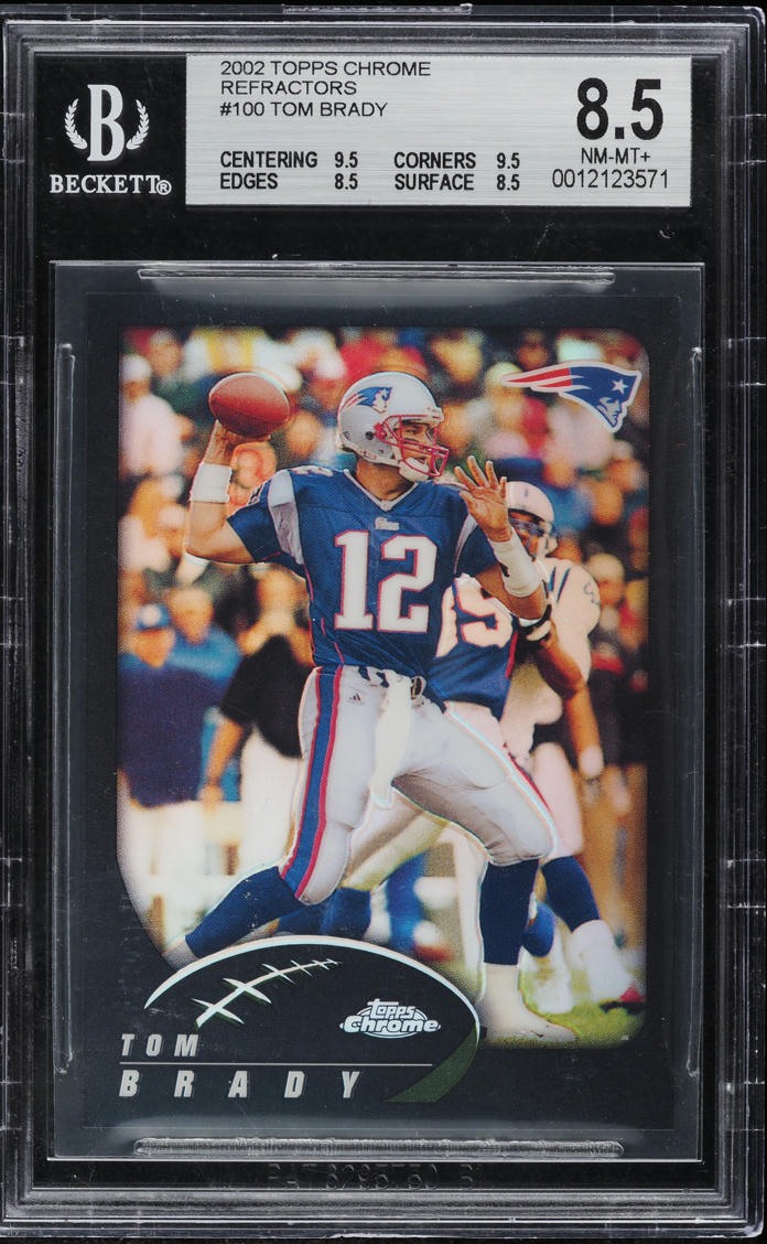 2002 Topps Chrome Black Refractor Tom Brady /599 #100 BGS 8.5 NM-MT+