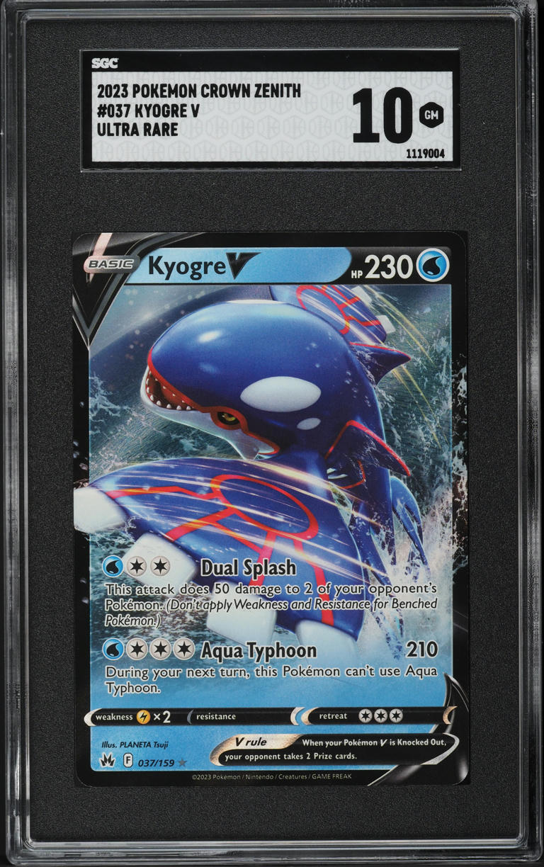 2023 Pokemon Sword & Shield Crown Zenith Kyogre V #37 SGC 10 GEM MINT