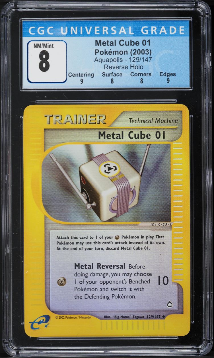 2003 Pokemon Aquapolis Reverse Holo Metal Cube 01 #129 CGC 8 NM-MT on  Fanatics Collect