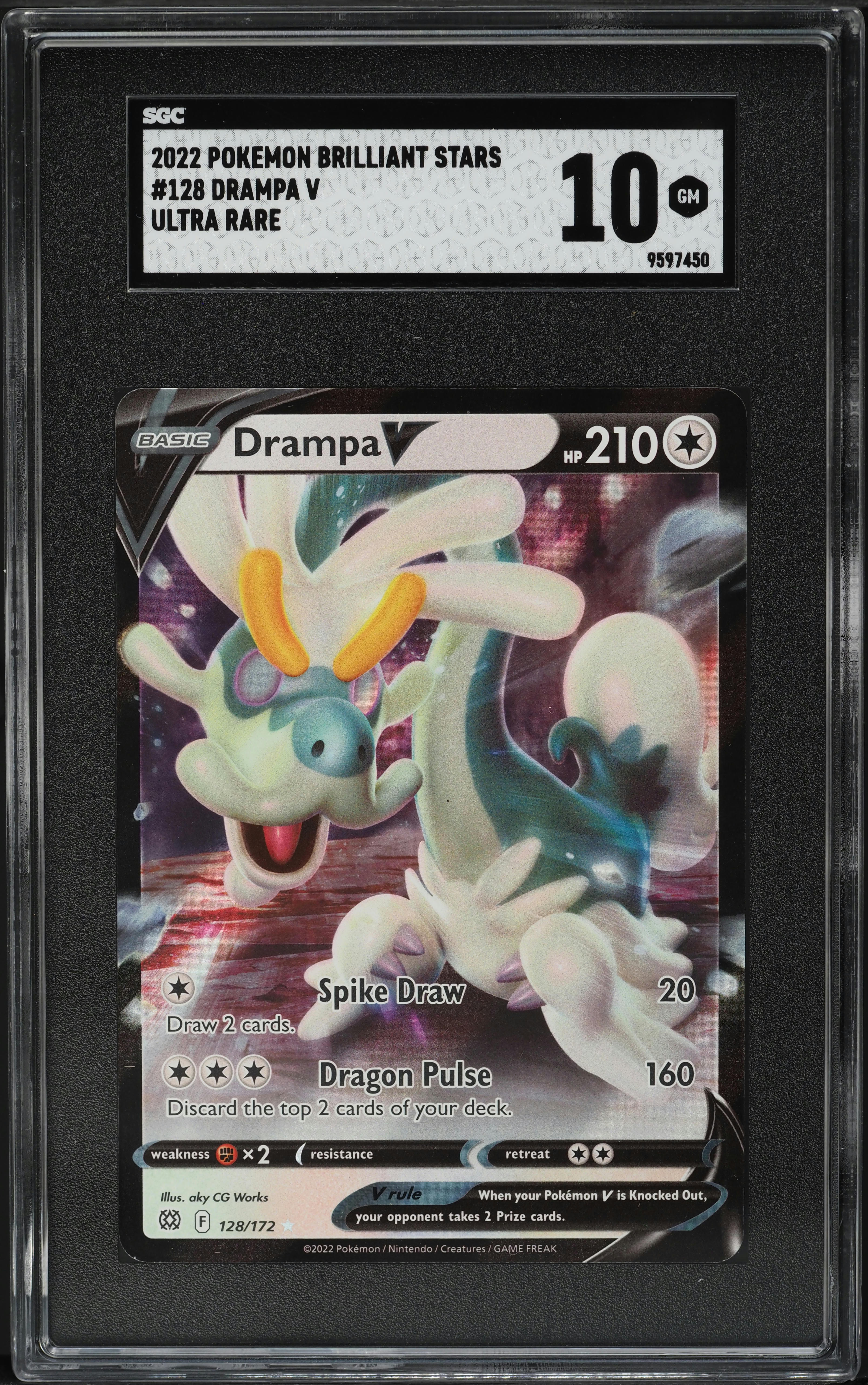 2022 Pokemon Brilliant Stars Ultra Rare Drampa V #128 SGC 10 GEM MINT on  Fanatics Collect
