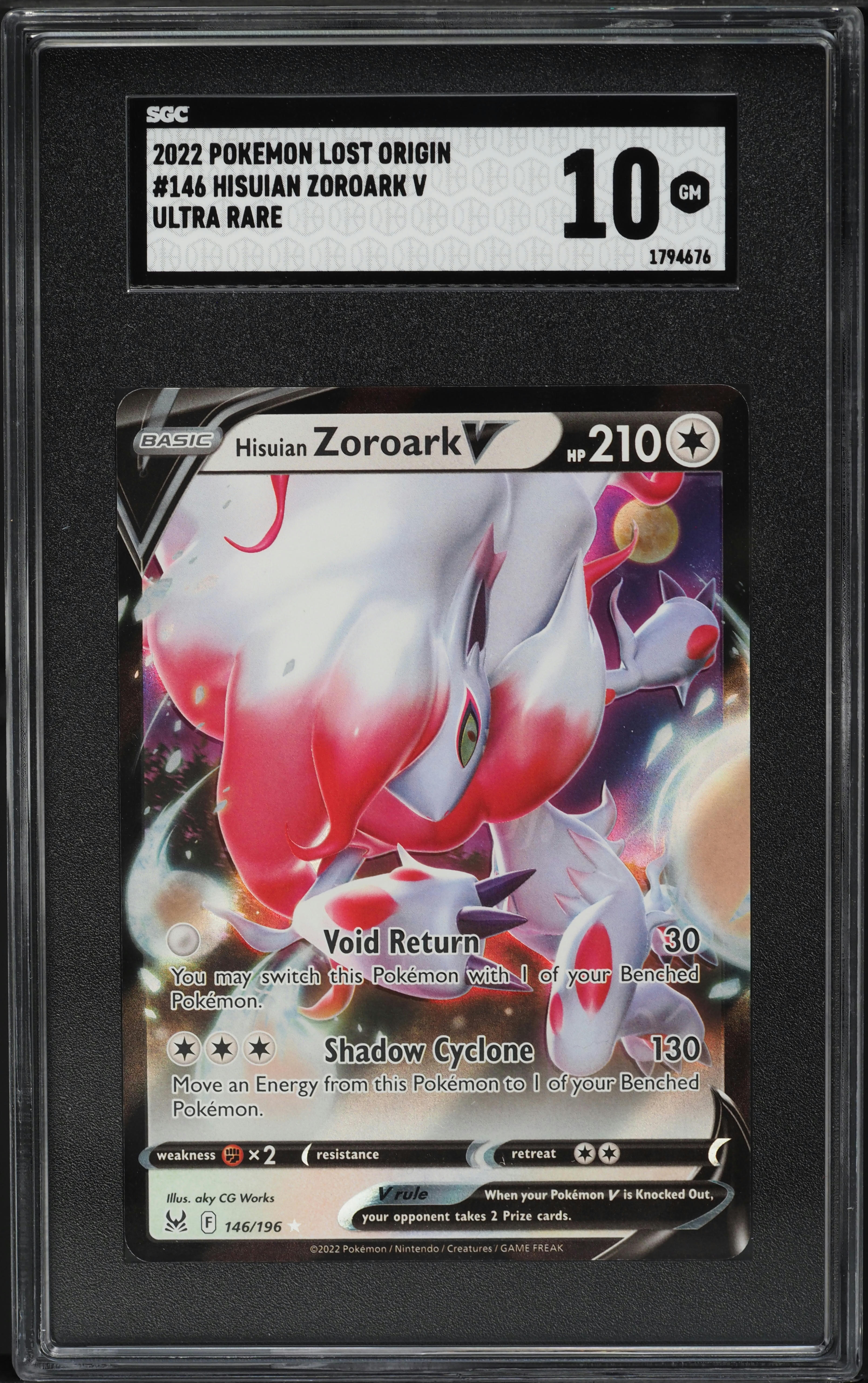 レア！オーソーマ ソースブック マイク学長サイン入り 2022 Pokemon Sword & Shield Lost Origin Hisuian Zoroark V #146 SGC