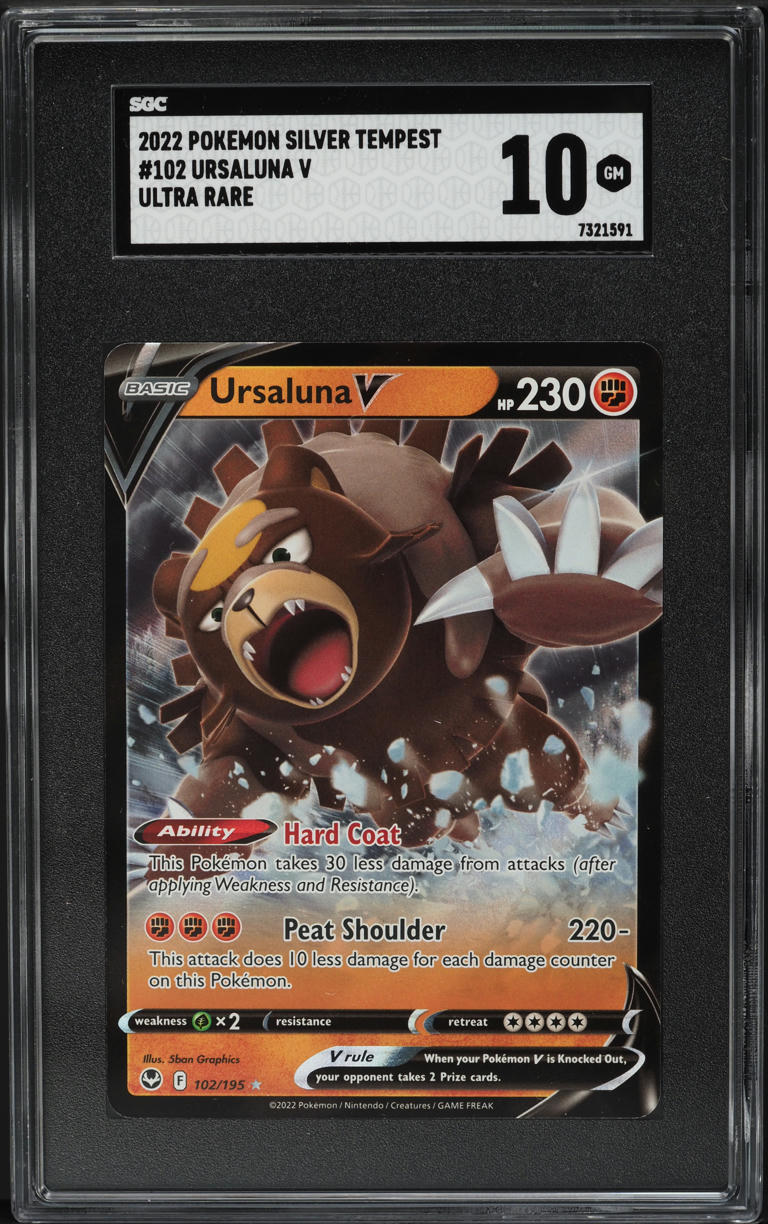 2022 Pokemon Sword & Shield Silver Tempest Ursaluna V #102 SGC 10 GEM MINT