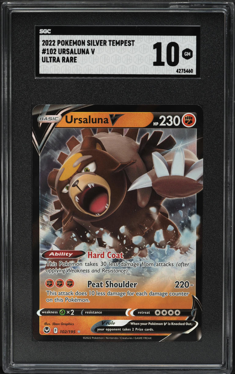 2022 Pokemon Sword & Shield Silver Tempest Ursaluna V #102 SGC 10 GEM MINT