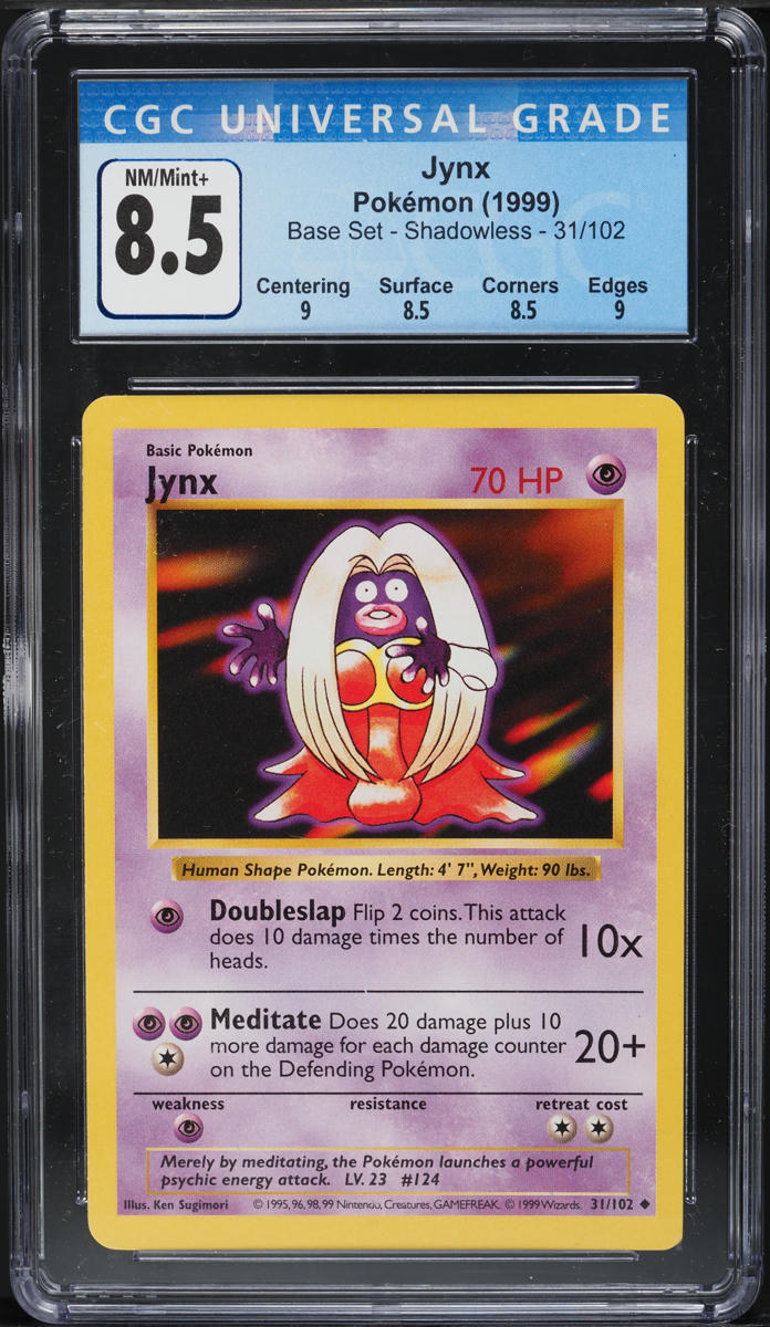 1999 Pokemon Base Set Shadowless Jynx #31 CGC 8.5 NM-MT+ on