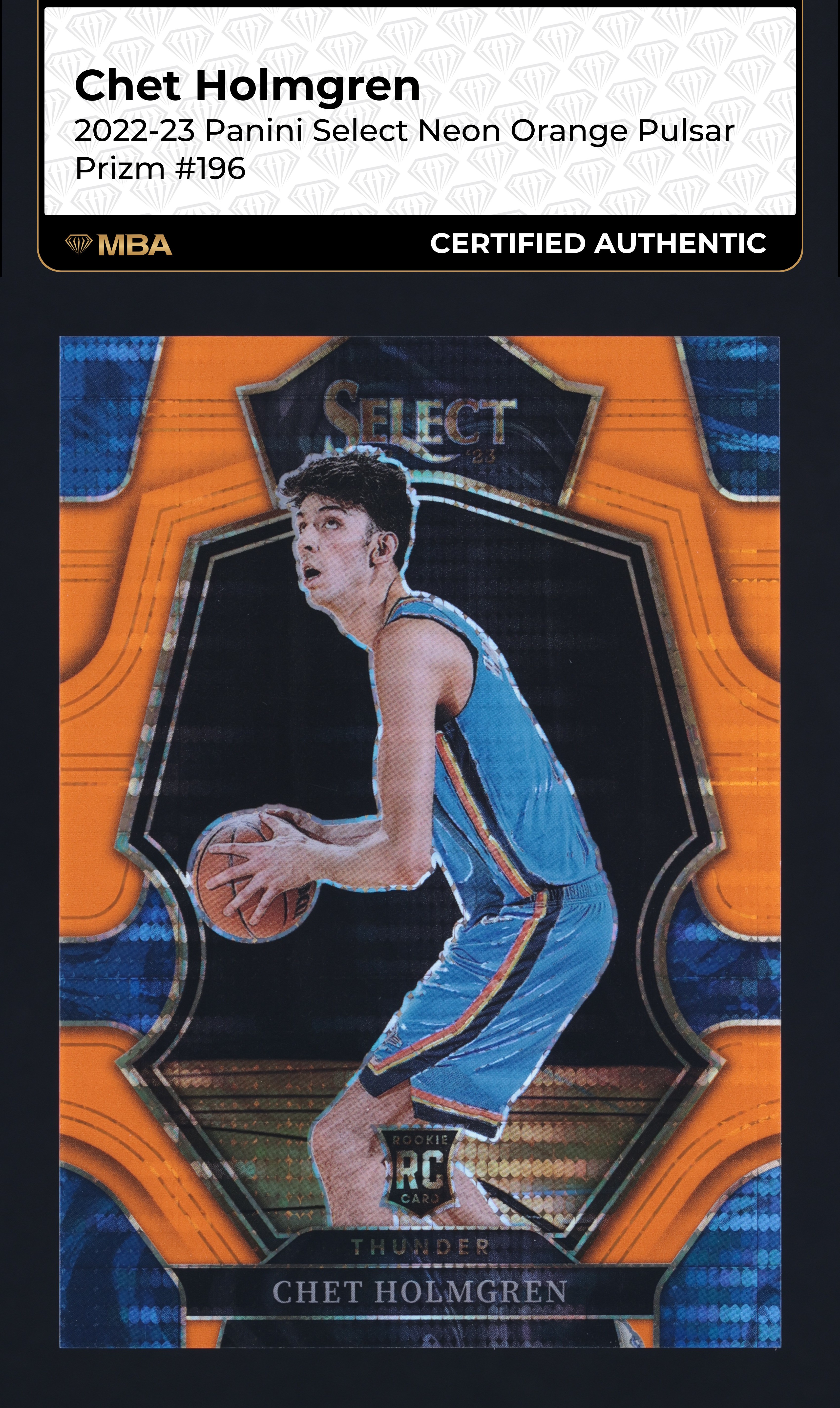 2022 Select Premier Level Neon Orange Pulsar Chet Holmgren RC /15 
