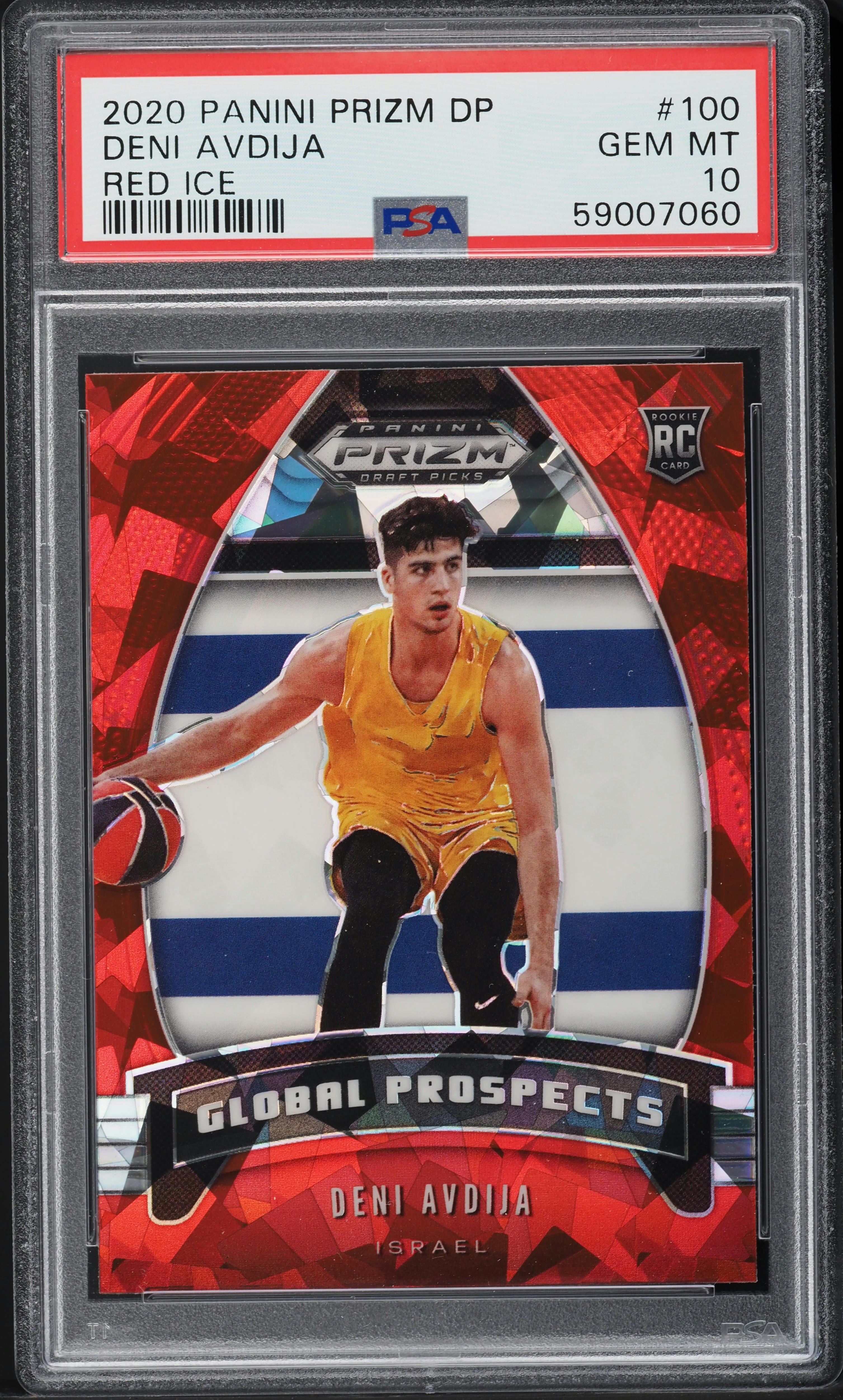 2020 Panini Prizm Draft Picks Red Ice Deni Avdija ROOKIE #100 PSA 