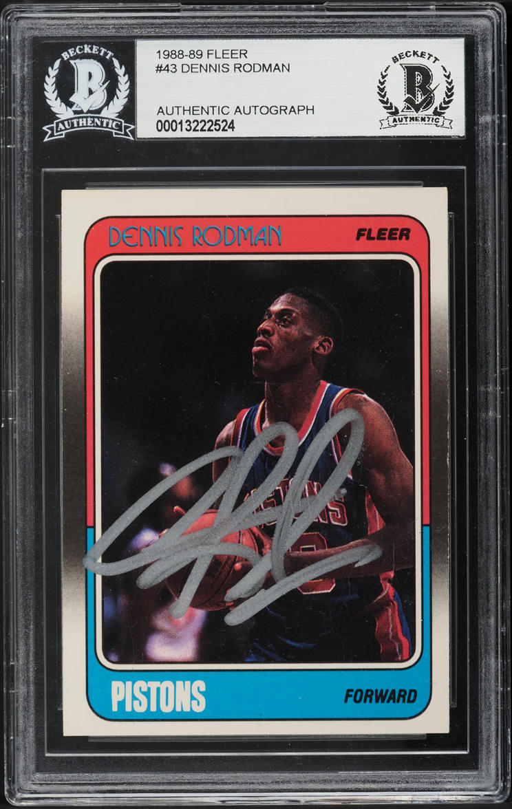 1988 Fleer Basketball Dennis Rodman ROOKIE AUTO #43 BGS AUTH on