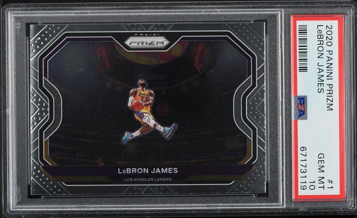 2020 Panini Prizm White Sparkle LeBron James KOBE TRIBUTE #1 PSA