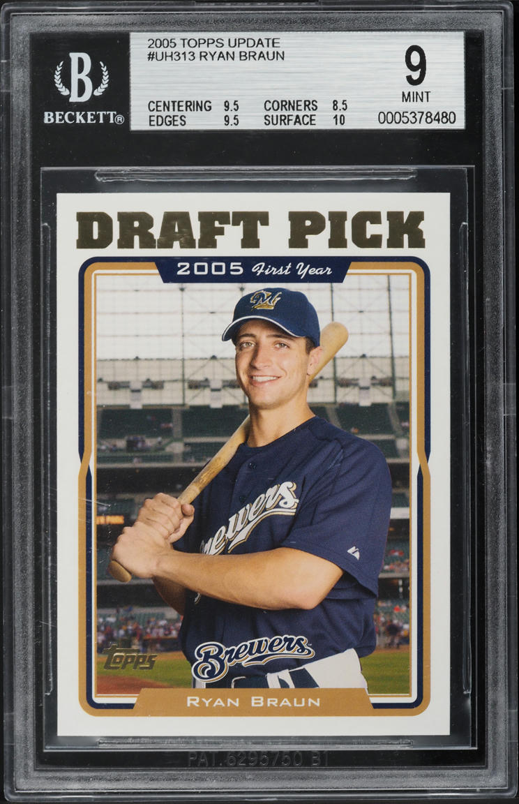 2005 Topps Update Ryan Braun ROOKIE #UH313 BGS 9 MINT