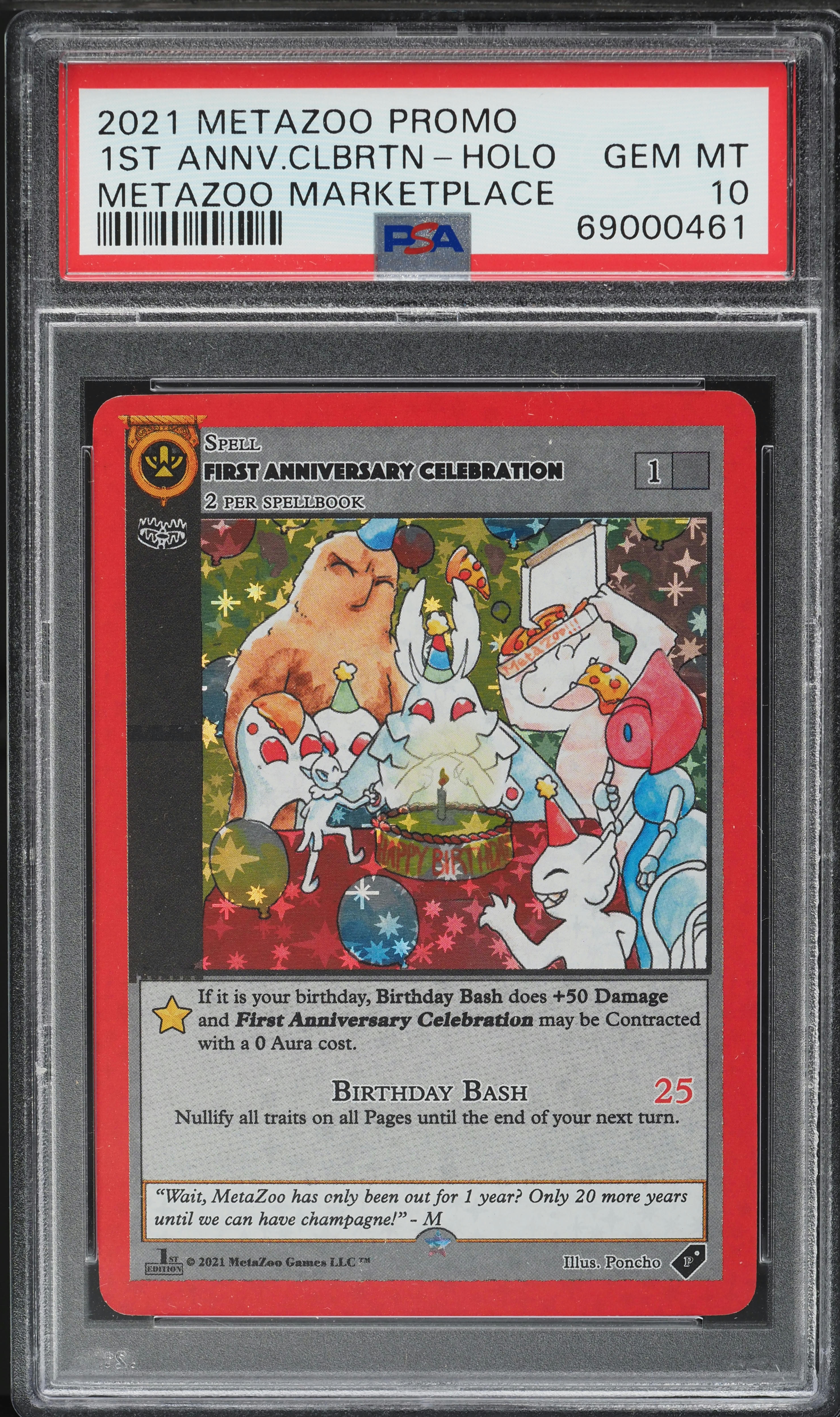 2021 MetaZoo Promo Marketplace 1st Ed Holo First Anniversary