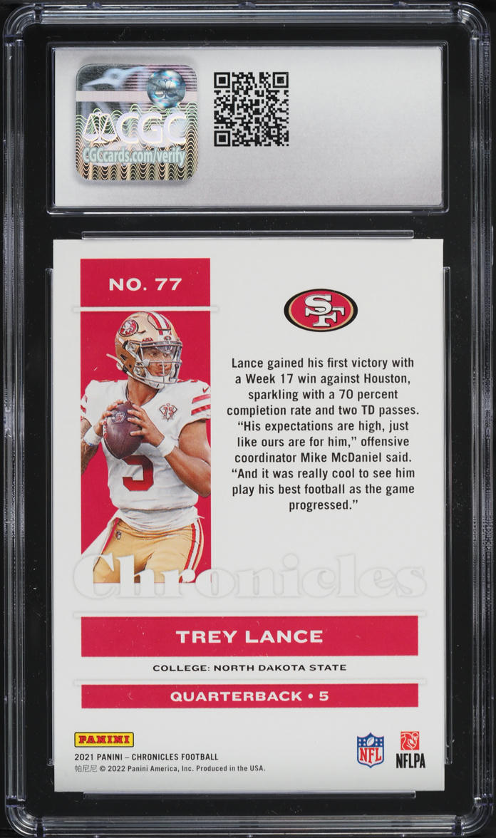 2021 Panini Chronicles Trey Lance ROOKIE #77 CGC 10 GEM MINT