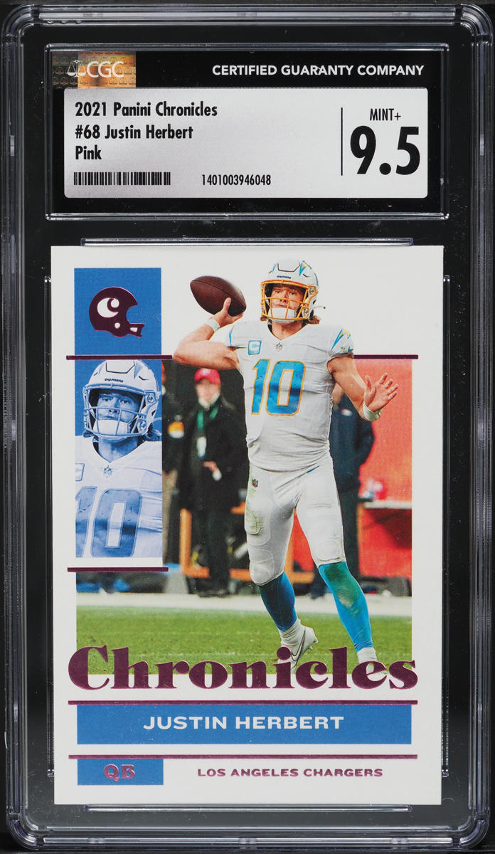 2021 Panini Chronicles Pink Justin Herbert #68 CGC 9.5 MINT+