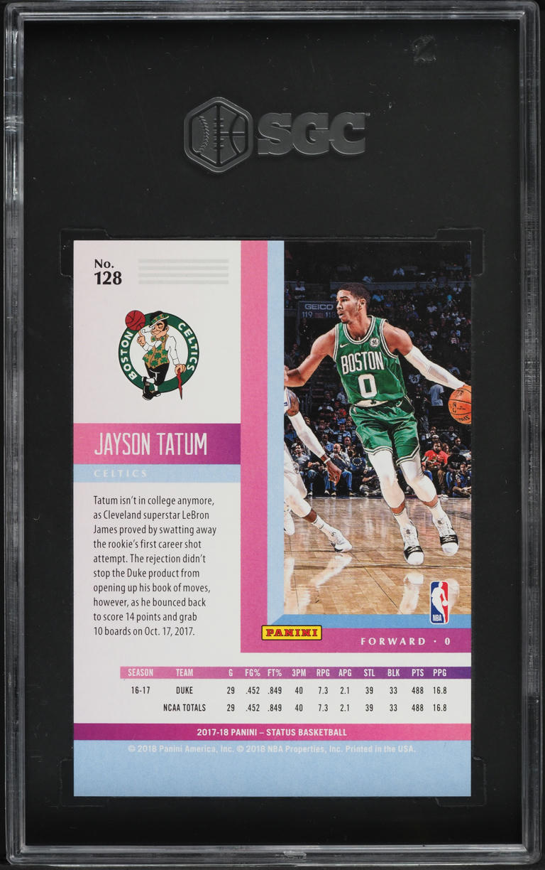2017 Panini Status Blue Jayson Tatum ROOKIE /199 #128 SGC 10 GEM MINT