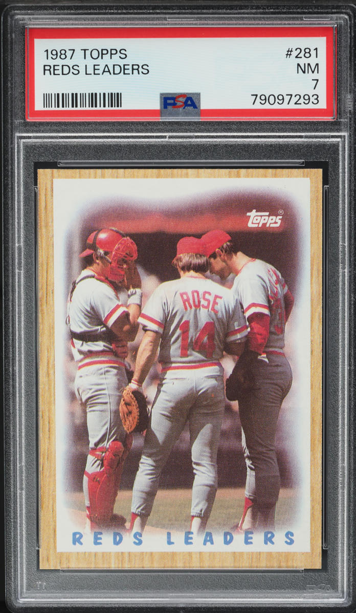1987 Topps Reds Leaders w/ Pete Rose #281 PSA 7 NRMT
