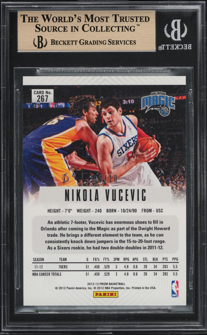 2012 Panini Prizm Gold Nikola Vucevic ROOKIE /10 #267 BGS 10 PRISTINE