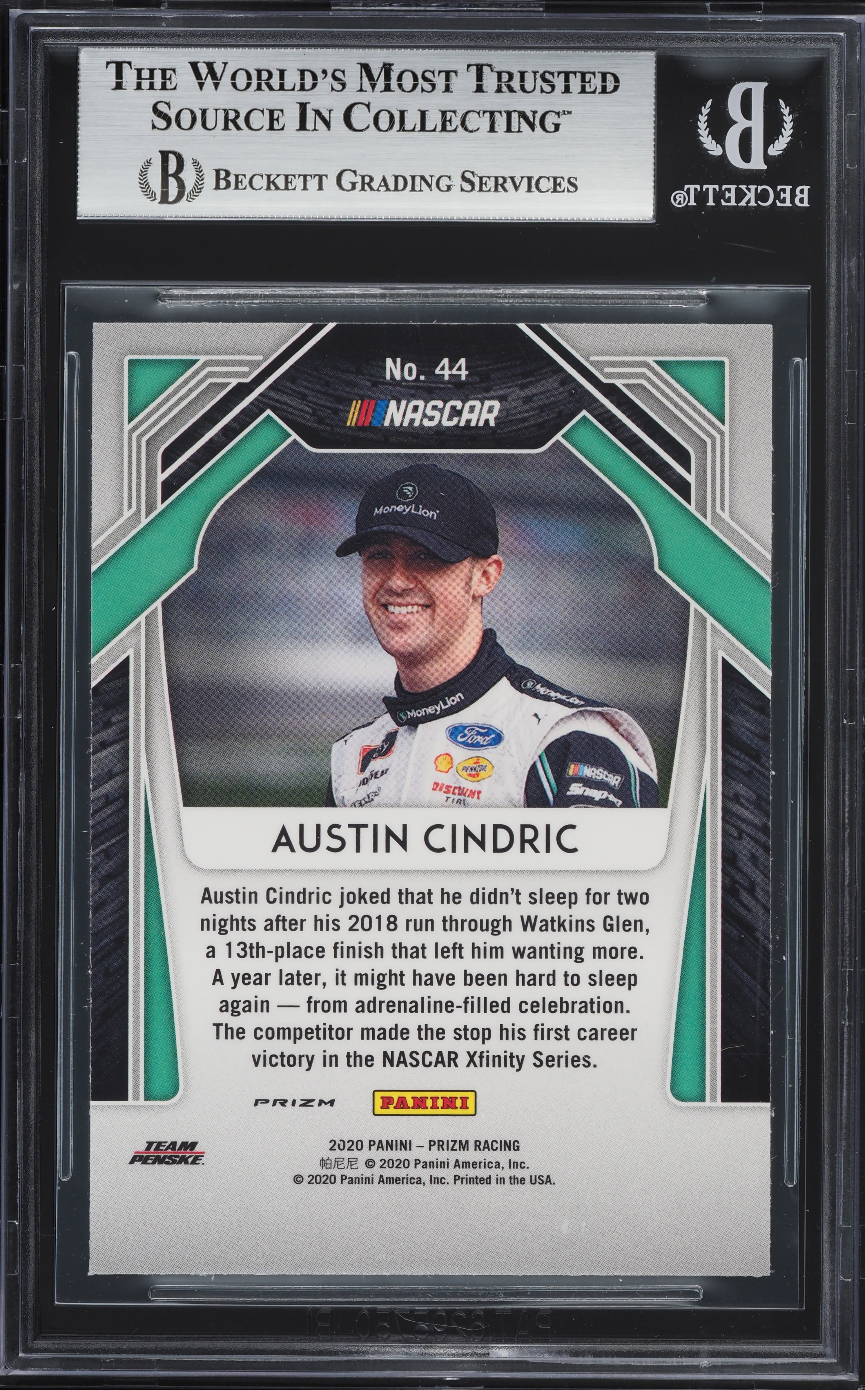 2020 Panini Prizm Red Austin Cindric #44 BGS 8 NM-MT on Fanatics